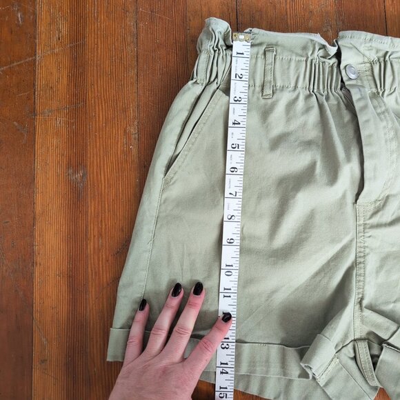ASOS High Waisted Paperbag Light Green Shorts - Picture 14 of 15